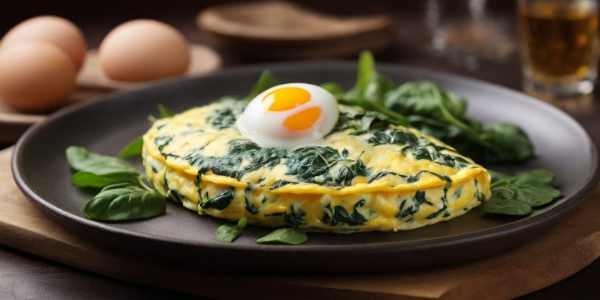 Almoço saboroso - receita de Omelete de espinafre e queijo