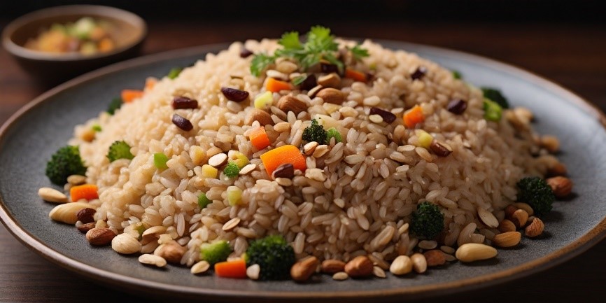 Almoço Saboroso - receita de Arroz integral com legumes e castanhas